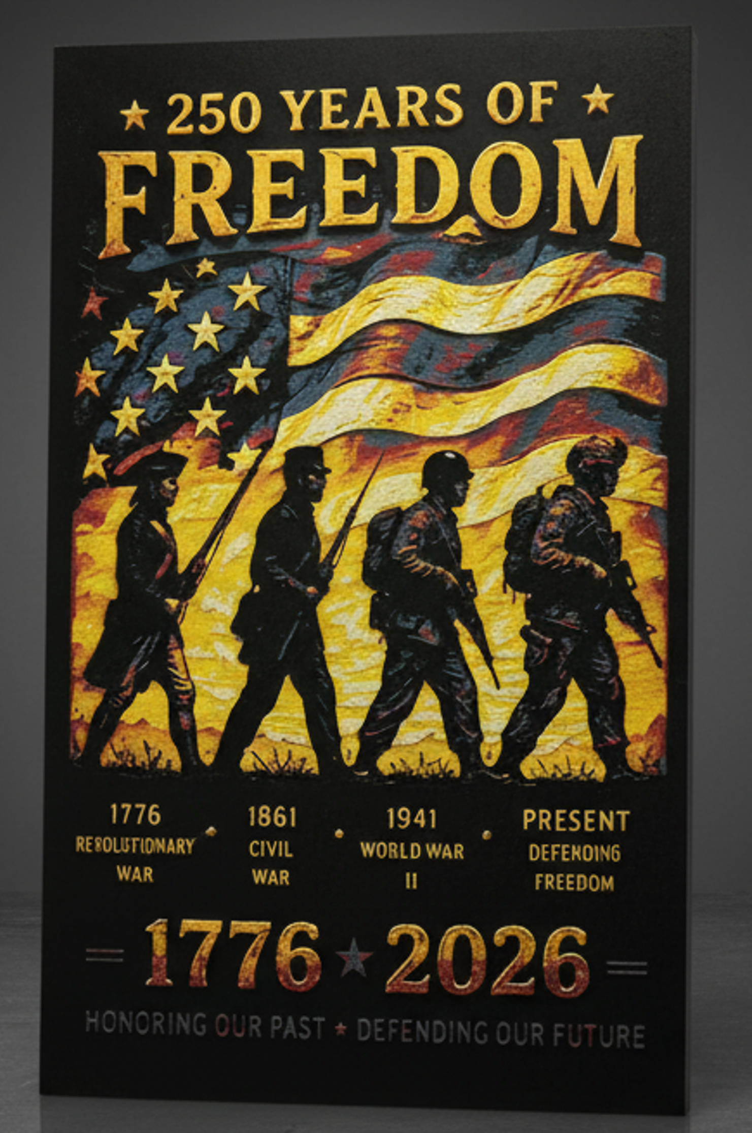 250 Years of Freedom patriotic 3D printed display art