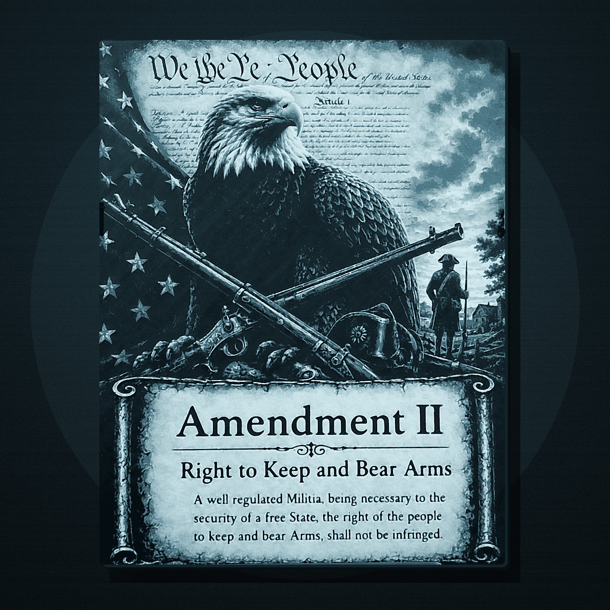 Square product view of the Second Amendment Monochrome Chroma Canvas